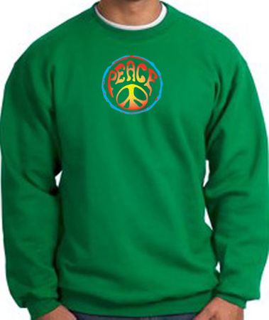 Peace Sign Sweatshirt Psychedelic Peace Sweat Shirt Kelly Green