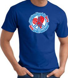 Peace Sign T-shirt - All You Need Is Love Adult Tee - Royal