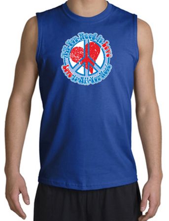 Peace Sign T-shirt All You Need Is Love Muscle Shirt Royal