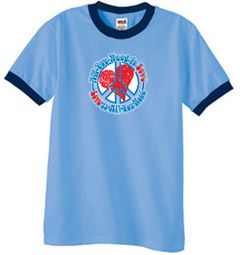 Peace Sign T-shirt All You Need Is Love Ringer Tee Carolina Blue/Navy Peace Sign T-shirt All You Need Is Love Ringer Tee Carolina Blue/Navy