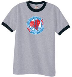 Peace Sign T-shirt All You Need Is Love Ringer Tee Heather Grey/Black Peace Sign T-shirt All You Need Is Love Ringer Tee Heather Grey/Black