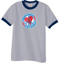Peace Sign T-shirt All You Need Is Love Ringer Tee Heather Grey/Navy Peace Sign T-shirt All You Need Is Love Ringer Tee Heather Grey/Navy