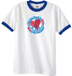 Peace Sign T-shirt All You Need Is Love Ringer Tee White/Royal Peace Sign T-shirt All You Need Is Love Ringer Tee White/Royal