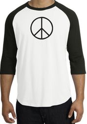 Peace Sign T-shirt Basic Peace Black Print Raglan Shirt White/Black