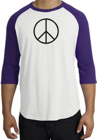 Peace Sign T-shirt Basic Peace Black Print Raglan Shirt White/Purple