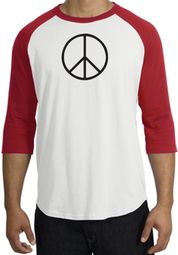 Peace Sign T-shirt Basic Peace Black Print Raglan Shirt White/Red