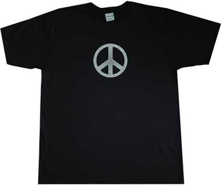 Peace Sign T-shirt Distressed Symbol Adult Black Tee Shirt