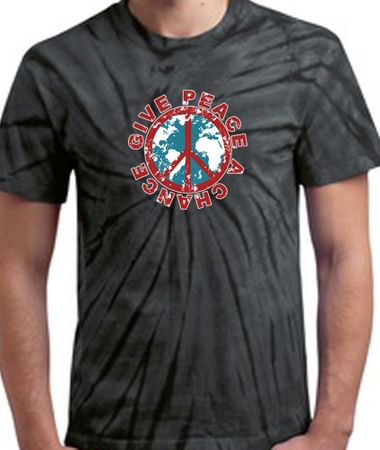 Peace Sign T-shirt - Give Peace A Chance Adult Black Swirl Tee