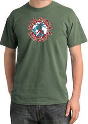 Peace Sign T-shirt Give Peace A Chance Pigment Dyed Tee Olive