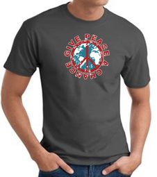 Peace Sign T-shirt - Give Peace A Chance World Adult Tee - Charcoal