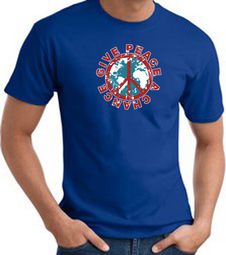 Peace Sign T-shirt - Give Peace A Chance World Adult Tee - Royal