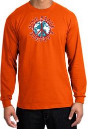 Peace Sign T-shirt Give Peace A Chance World Orange Long Sleeve Shirt