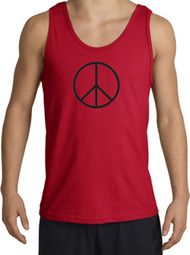 Peace Sign Tank Top Basic Peace Black Print Tanktop Red