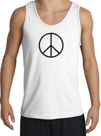 Peace Sign Tank Top Basic Peace Black Print Tanktop White