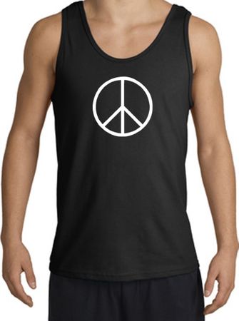 Peace Sign Tank Top Basic Peace White Print Tanktop Black