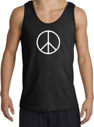 Peace Sign Tank Top Basic Peace White Print Tanktop Black