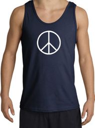 Peace Sign Tank Top Basic Peace White Print Tanktop Navy