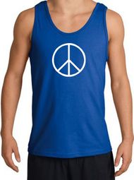 Peace Sign Tank Top Basic Peace White Print Tanktop Royal