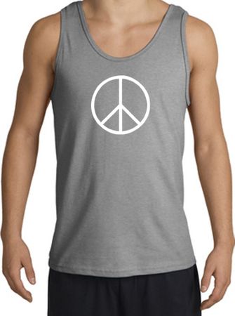 Peace Sign Tank Top Basic Peace White Print Tanktop Sports Grey