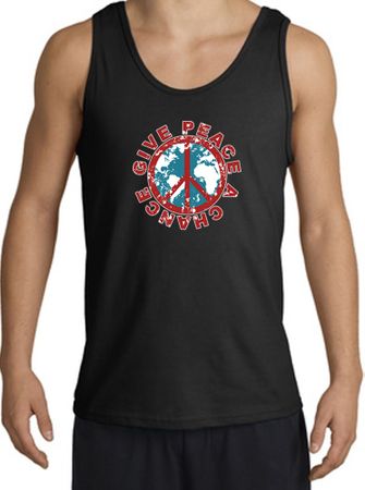 Peace Sign Tank Top - Give Peace A Chance World Tanktops - Black