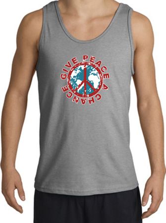 Peace Sign Tank Top - Give Peace A Chance World Tanktops - Sports Grey