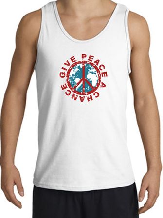 Peace Sign Tank Top - Give Peace A Chance World Tanktops - White