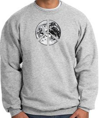Peace Sweatshirt Earth Satellite Image Sweatshirt Athletic Heather