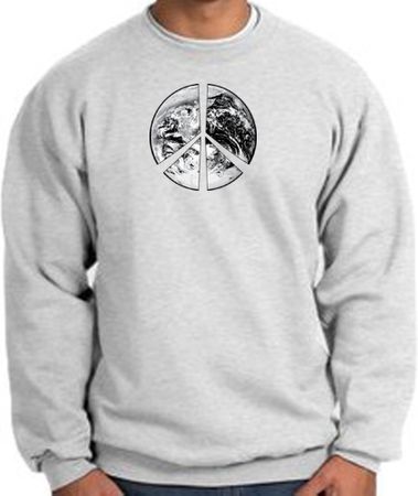 Peace Sweatshirt Peace Earth Satellite Image Sweatshirt Ash