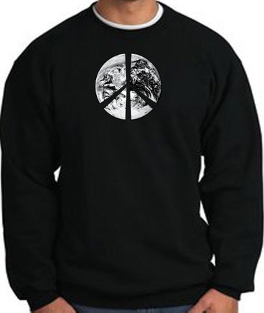 Peace Sweatshirt Peace Earth Satellite Image Sweatshirt Black