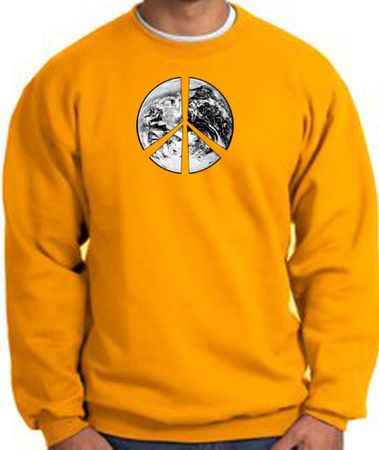 Peace Sweatshirt Peace Earth Satellite Image Sweatshirt Gold