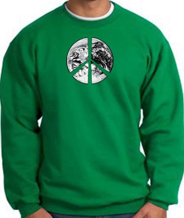 Peace Sweatshirt Peace Earth Satellite Image Sweatshirt Kelly Green