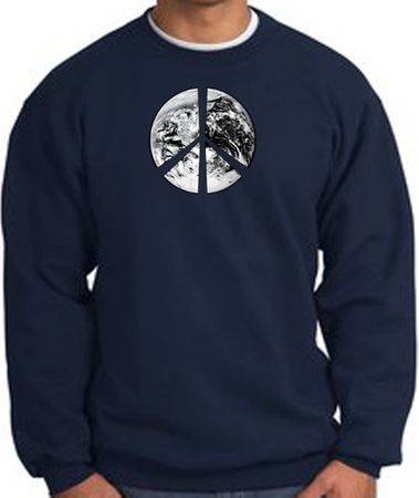 Peace Sweatshirt Peace Earth Satellite Image Sweatshirt Navy