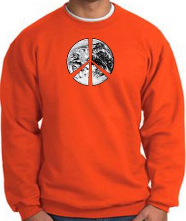 Peace Sweatshirt Peace Earth Satellite Image Sweatshirt Orange