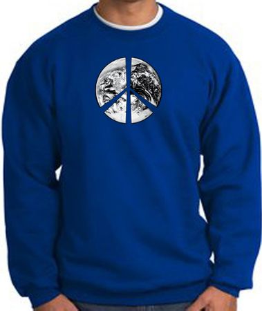 Peace Sweatshirt Peace Earth Satellite Image Sweatshirt Royal