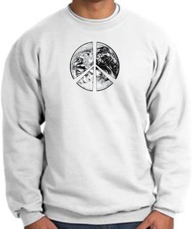 Peace Sweatshirt Peace Earth Satellite Image Sweatshirt White