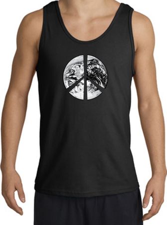 Peace Tank Top Peace Earth Satellite Image Tanktop Black
