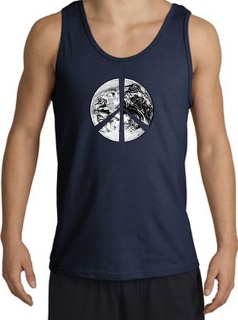 Peace Tank Top Peace Earth Satellite Image Tanktop Navy