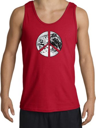 Peace Tank Top Peace Earth Satellite Image Tanktop Red