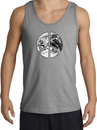 Peace Tank Top Peace Earth Satellite Image Tanktop Sports Grey