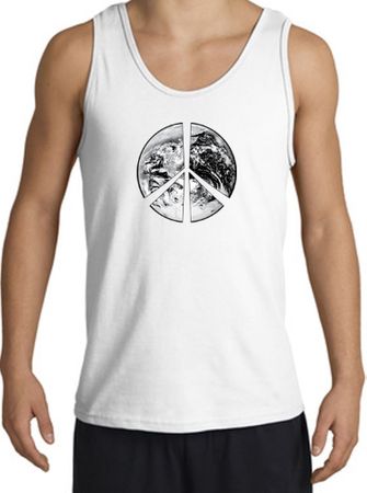 Peace Tank Top Peace Earth Satellite Image Tanktop White