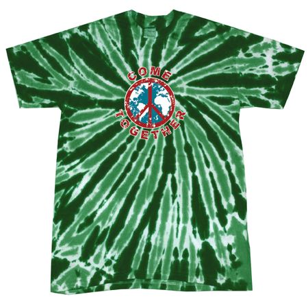 Peace Tie Dye Shirt Come Together Dark Green Twist Tie Dye Tee