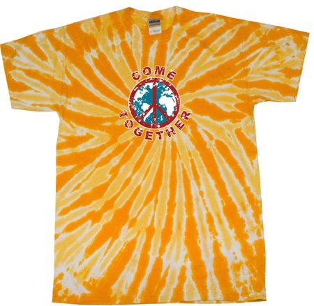 Peace Tie Dye Shirt Come Together Gold Twist Tie Dye Tee