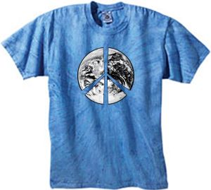 Peace Tie Dye Shirt Earth Satellite Sports Swirl Royal Tie Dye Tee