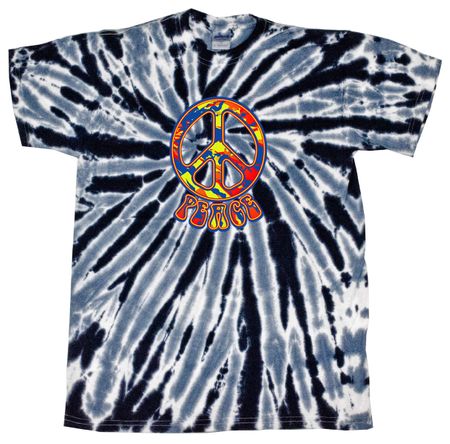 Peace Tie Dye T-shirt Funky Peace Black Twist Tie Dye