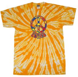 Peace Tie Dye T-shirt Funky Peace Gold Twist Tie Dye Peace Tie Dye T-shirt Funky Peace Gold Twist Tie Dye