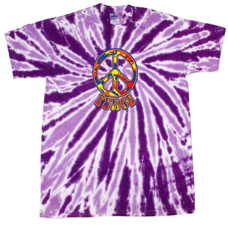 Peace Tie Dye T-shirt Funky Peace Purple Twist Tie Dye