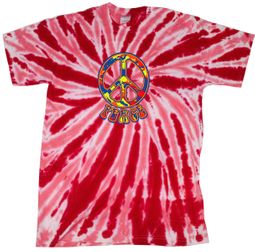 Peace Tie Dye T-shirt Funky Peace Red Twist Tie Dye Peace Tie Dye T-shirt Funky Peace Red Twist Tie Dye