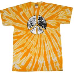 Peace Tie Dye T-shirt Peace Earth Gold Twist Tie Dye