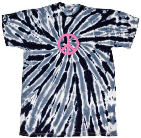 Peace Tie Dye T-shirt Pink Peace Black Twist Tie Dye Tee