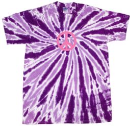Peace Tie Dye T-shirt Pink Peace Purple Twist Tie Dye Tee Peace Tie Dye T-shirt Pink Peace Purple Twist Tie Dye Tee
